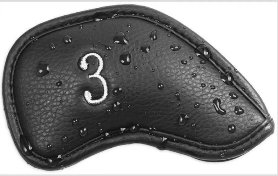 Leather Golf Club Headcovers Irons Set 12 Pcs Club Iron Head Covers in Black Golf FoneFunShop   