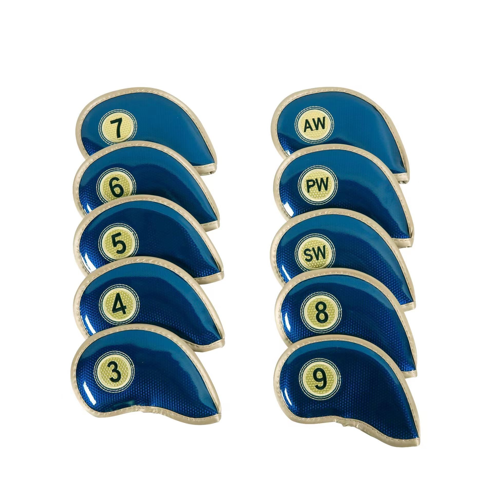 Leather Golf Club Headcovers Irons Set 10 Pcs Club Iron Head Covers in Blue Golf FoneFunShop   