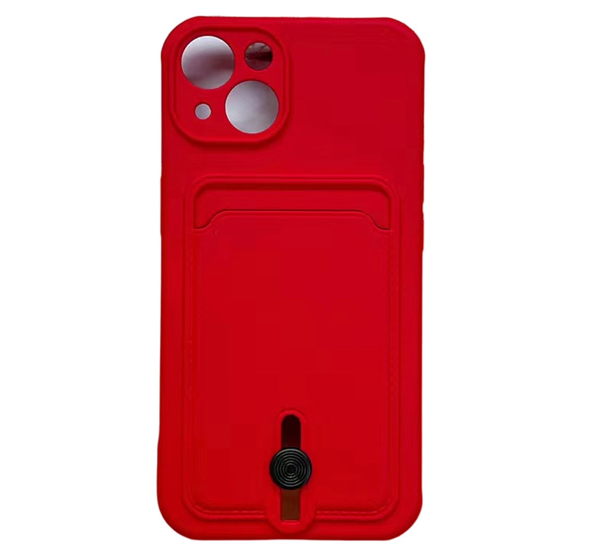 Case For iPhone 15 Silicone Card Holder Protection in Red Case Cover FoneFunShop   