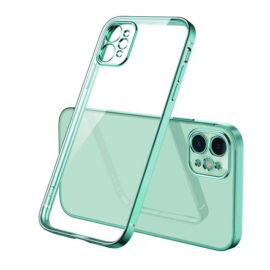 Case For iPhone 12 Pro Max Clear Silicone With Green Edge Case Cover FoneFunShop   