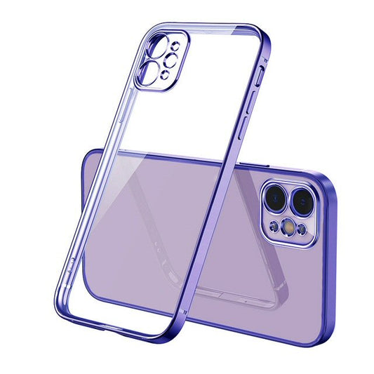 Case For iPhone 12 Pro Max Clear Silicone With Purple Edge Case Cover FoneFunShop   