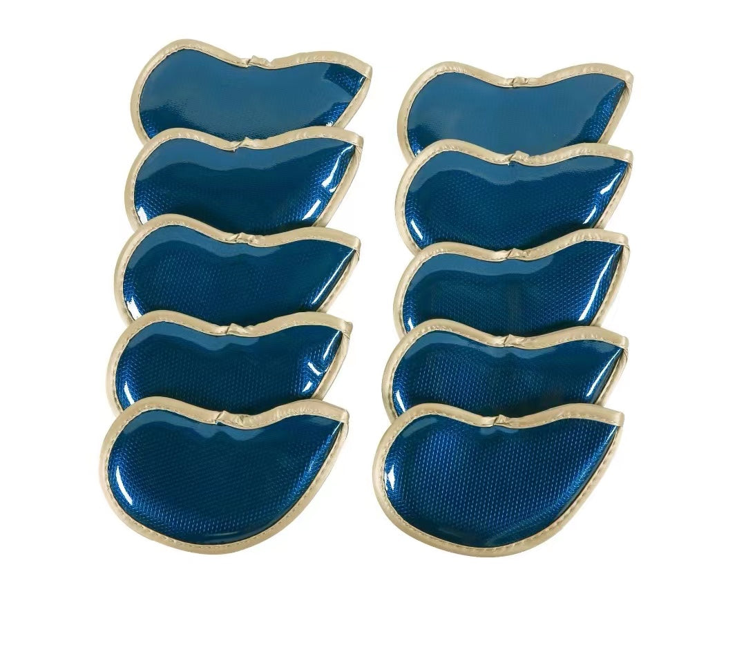 Leather Golf Club Headcovers Irons Set 10 Pcs Club Iron Head Covers in Blue Golf FoneFunShop   