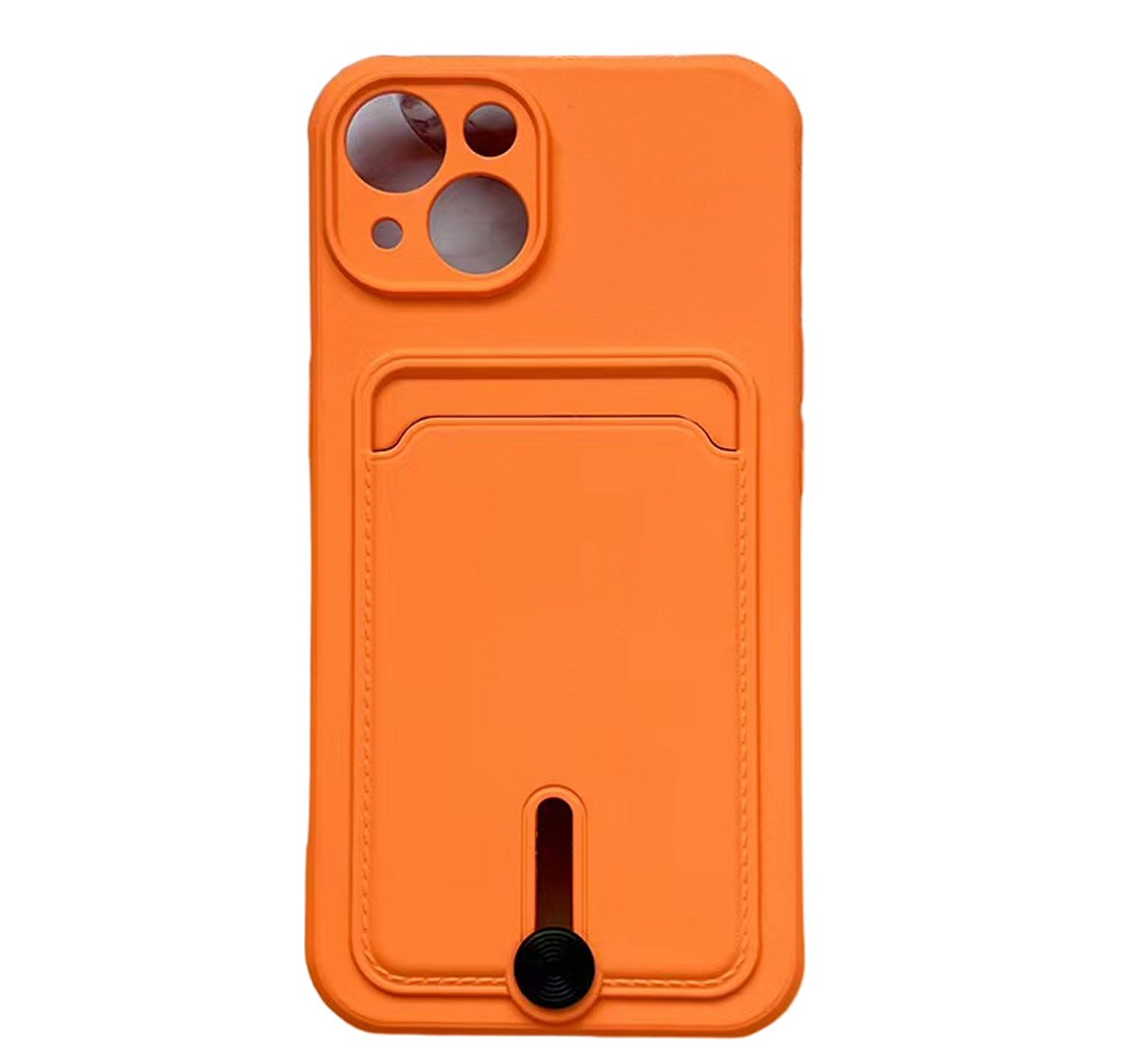 Case For iPhone 15 Silicone Card Holder Protection in Orange Case Cover FoneFunShop   