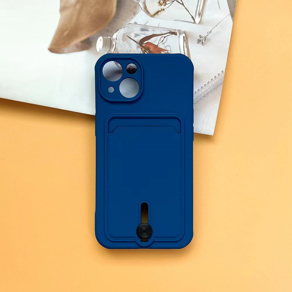 Case For iPhone 15 Silicone Card Holder Protection in Navy Case Cover FoneFunShop   