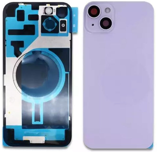 Glass Back For iPhone 14 Plus Purple Battery Door Camera Lens Bezel Magnetism Ring + Metal Plate Plain Without Logo Battery FoneFunShop   