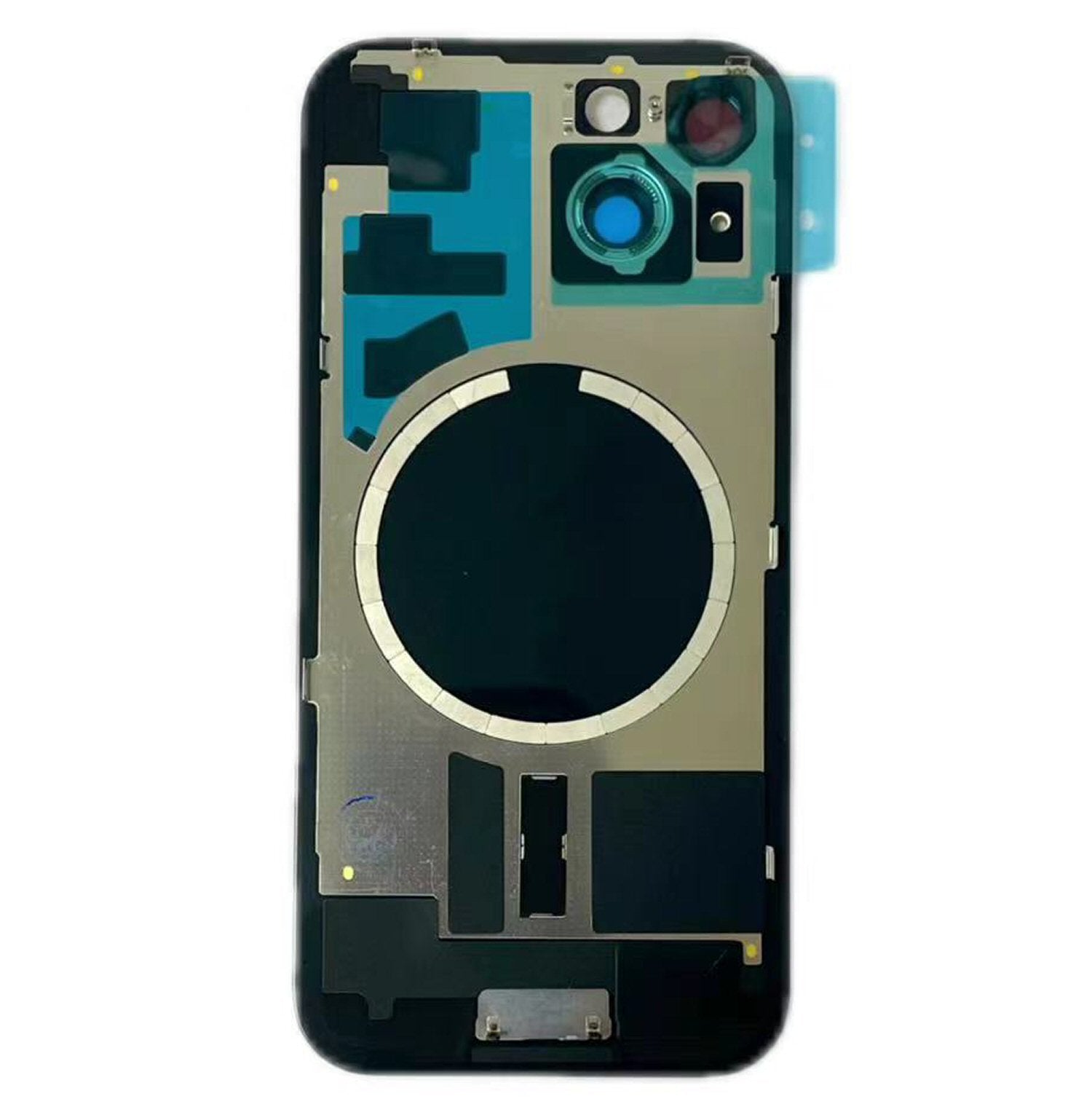 Glass Back For iPhone 15 Green Battery Door Camera Lens Bezel Magnetism Ring + Metal Plate Plain Without Logo Battery FoneFunShop   