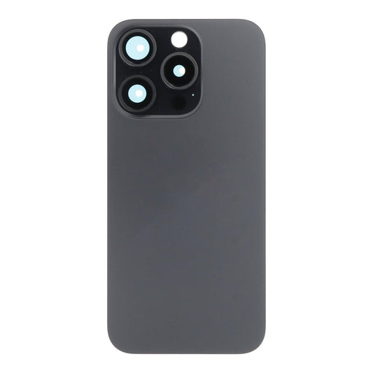 Glass Back For iPhone 15 Pro Max Black Titanium Battery Door Camera Lens Bezel Magnetism Ring + Metal Plate Plain Without Logo Battery FoneFunShop   