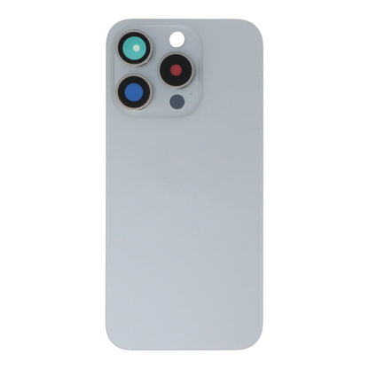 Glass Back For iPhone 15 Pro Max White Titanium Battery Door Camera Lens Bezel Magnetism Ring + Metal Plate Plain Without Logo Battery FoneFunShop   