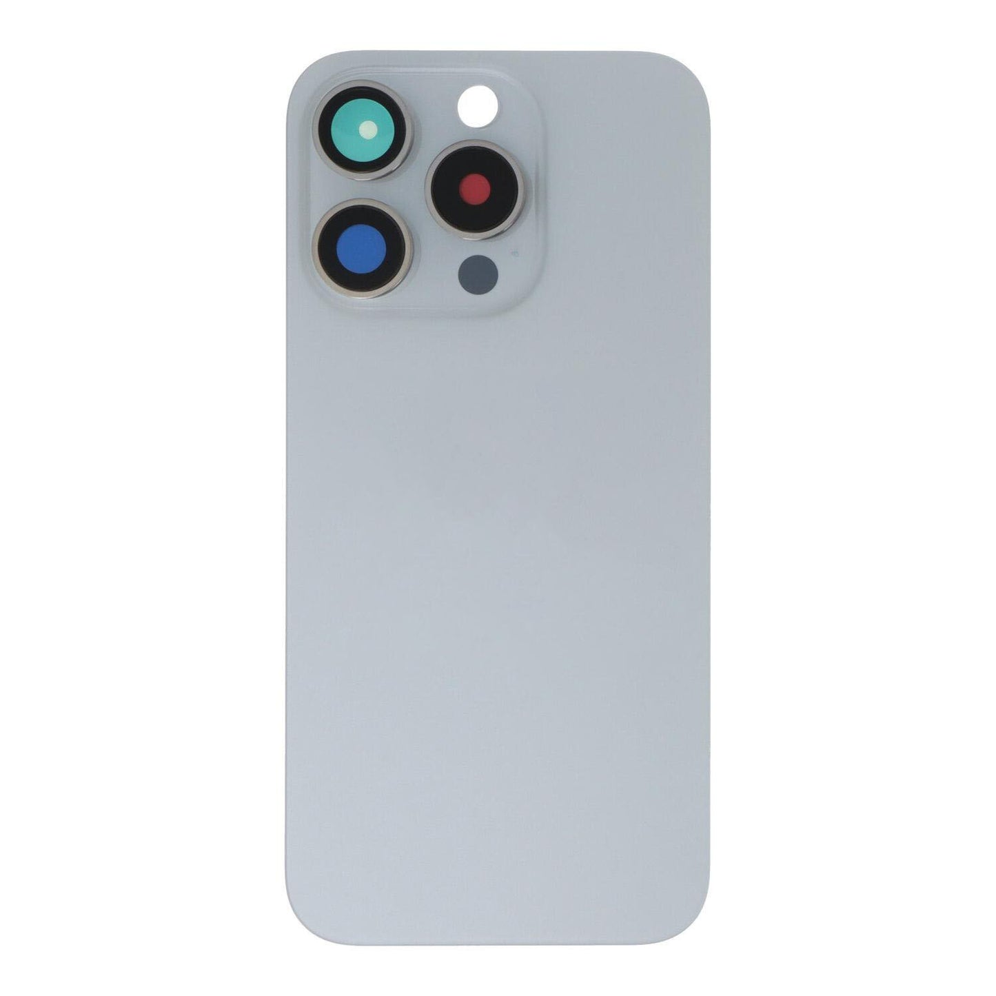 Glass Back For iPhone 15 Pro White Titanium Battery Door Camera Lens  Bezel Magnetism Ring + Metal Plate Plain Without Logo Battery FoneFunShop   