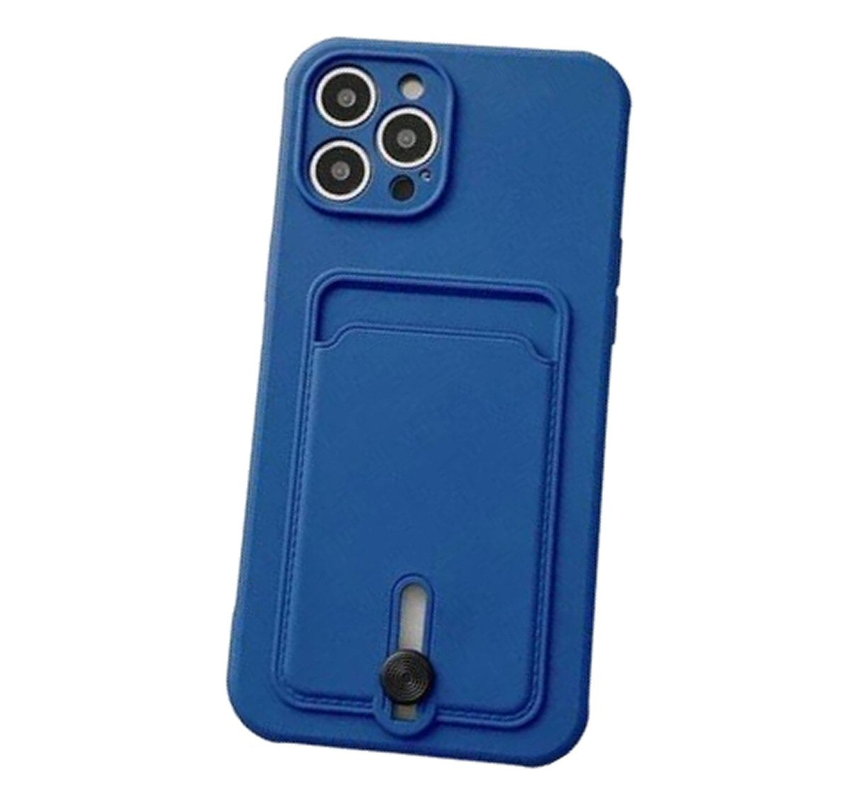 Silicone Card Holder Protection Case For iPhone 15 Pro Max in Navy Case Cover FoneFunShop   