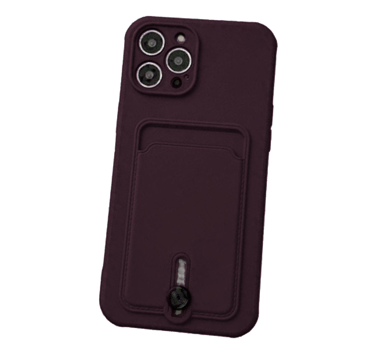 Silicone Card Holder Protection Case For iPhone 15 Pro Max in Plum Case Cover FoneFunShop   