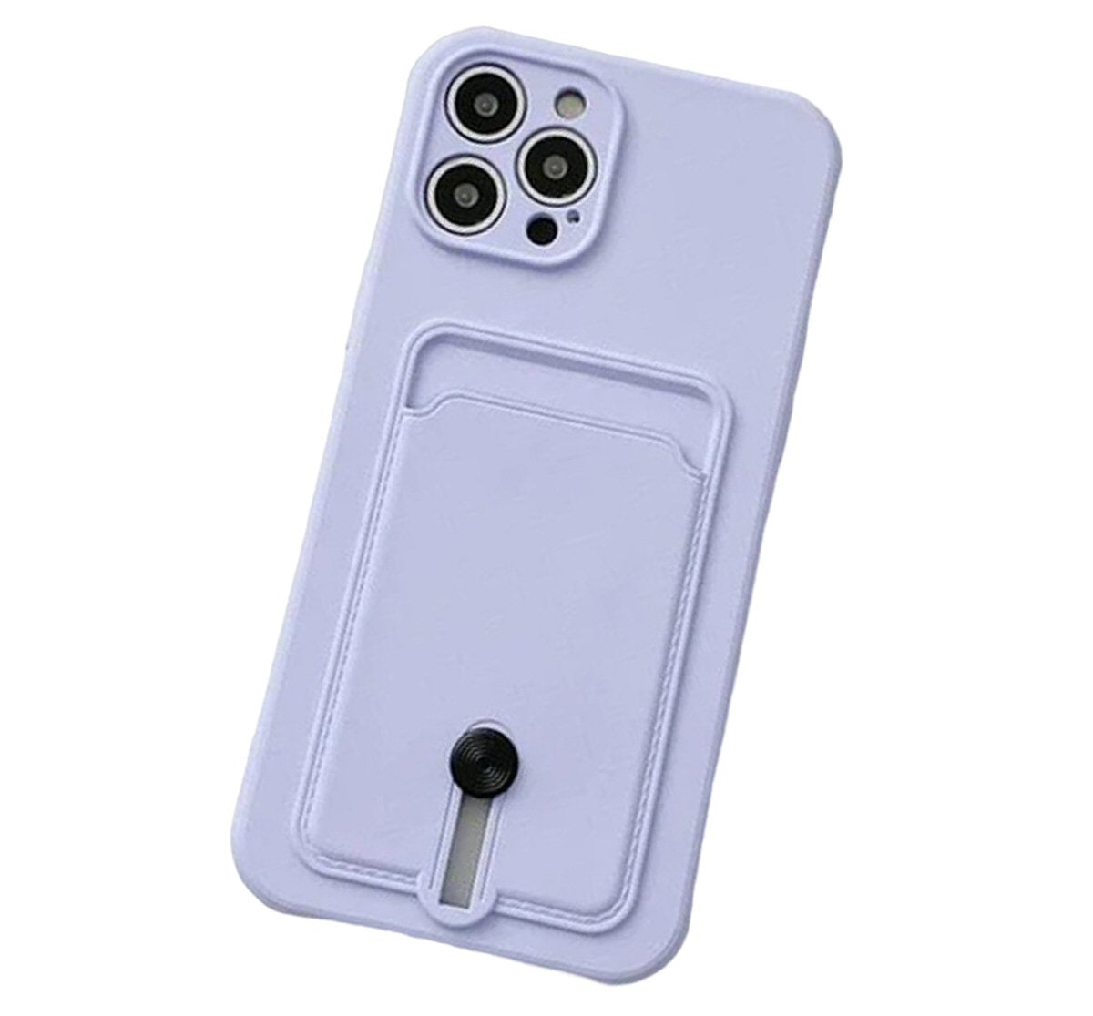 Silicone Card Holder Protection Case For iPhone 15 Pro Max in Lavender Case Cover FoneFunShop   