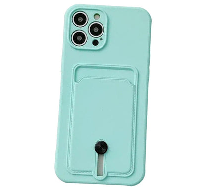 Case For iPhone 15 Pro Silicone Card Holder Protection in Green Case Cover FoneFunShop   