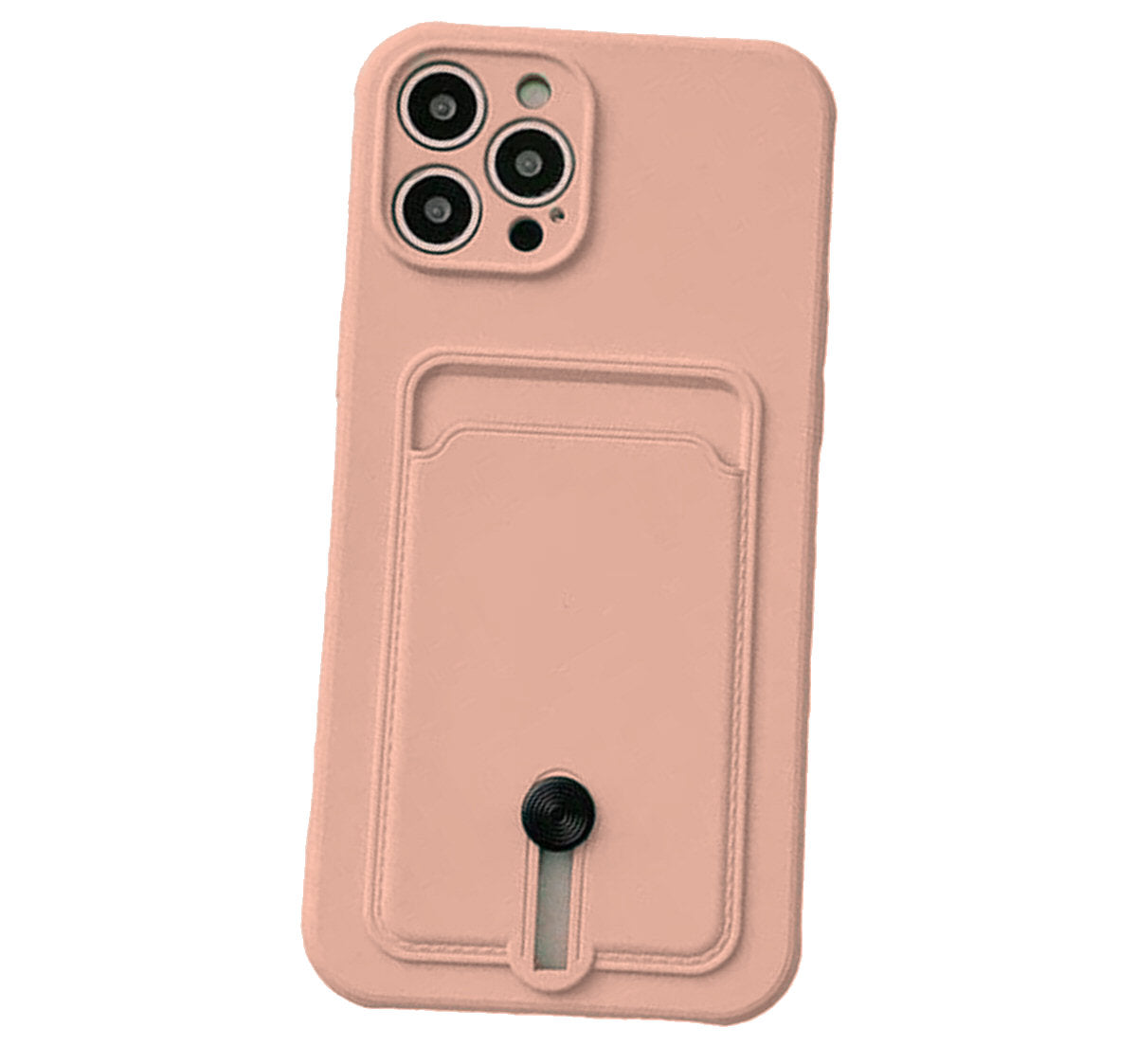 Silicone Card Holder Protection Case For iPhone 15 Pro Max in Pink Case Cover FoneFunShop   