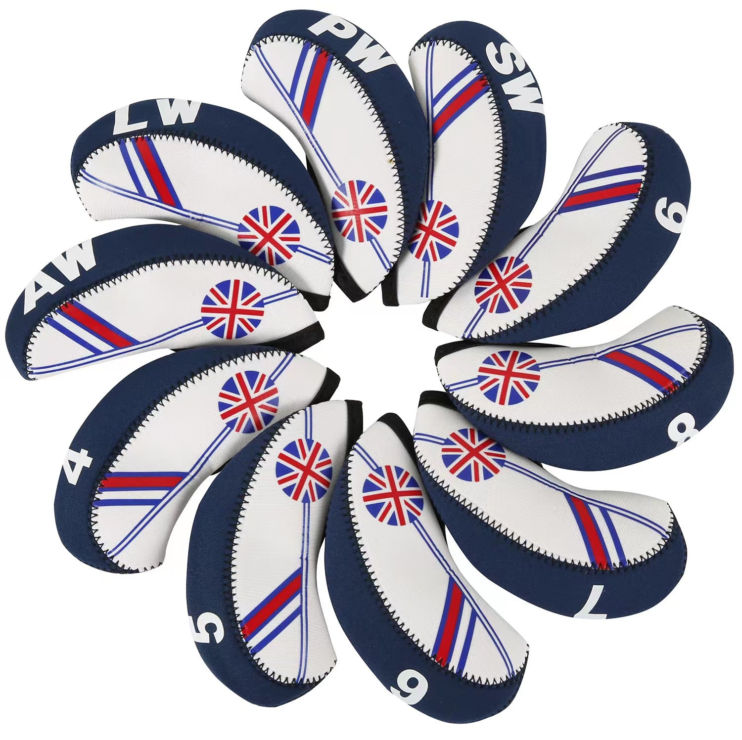 Golf Club Iron Head Covers Protector Headcover Set British in Blue 10 Pcs Golf FoneFunShop   