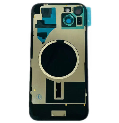 Glass Back For iPhone 15 Plus Black Battery Door Camera Lens Bezel Magnetism Ring + Metal Plate Plain Without Logo Battery FoneFunShop   