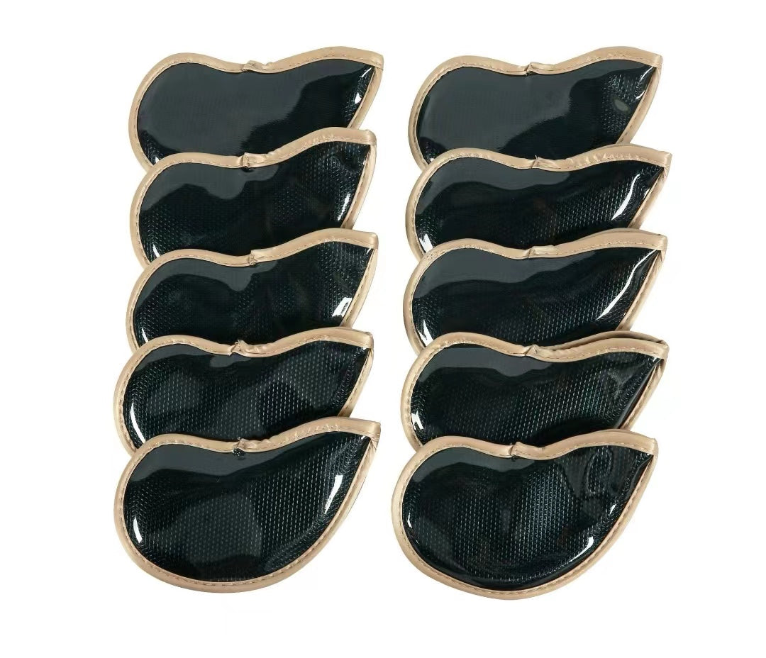 Leather Golf Club Headcovers Irons Set 10 Pcs Club Iron Head Covers in Black Golf FoneFunShop   