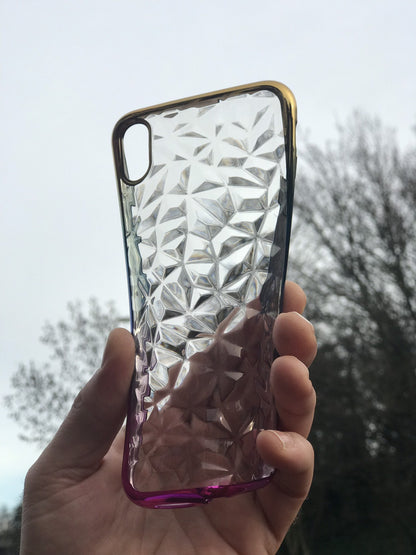 Silicone Case For iPhone X XS Rainbow Diamond Case Cover FoneFunShop   