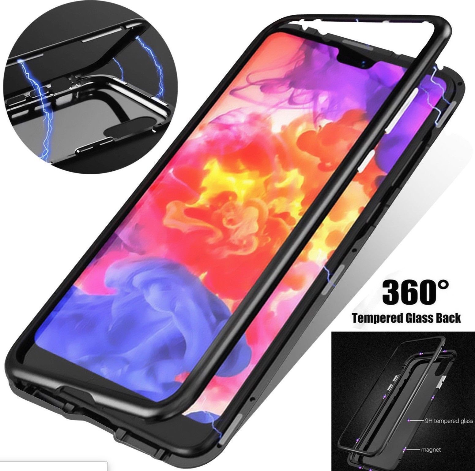 Case For iPhone 8 Plus White Magnetic Absorption Metal Edge Case Cover FoneFunShop   