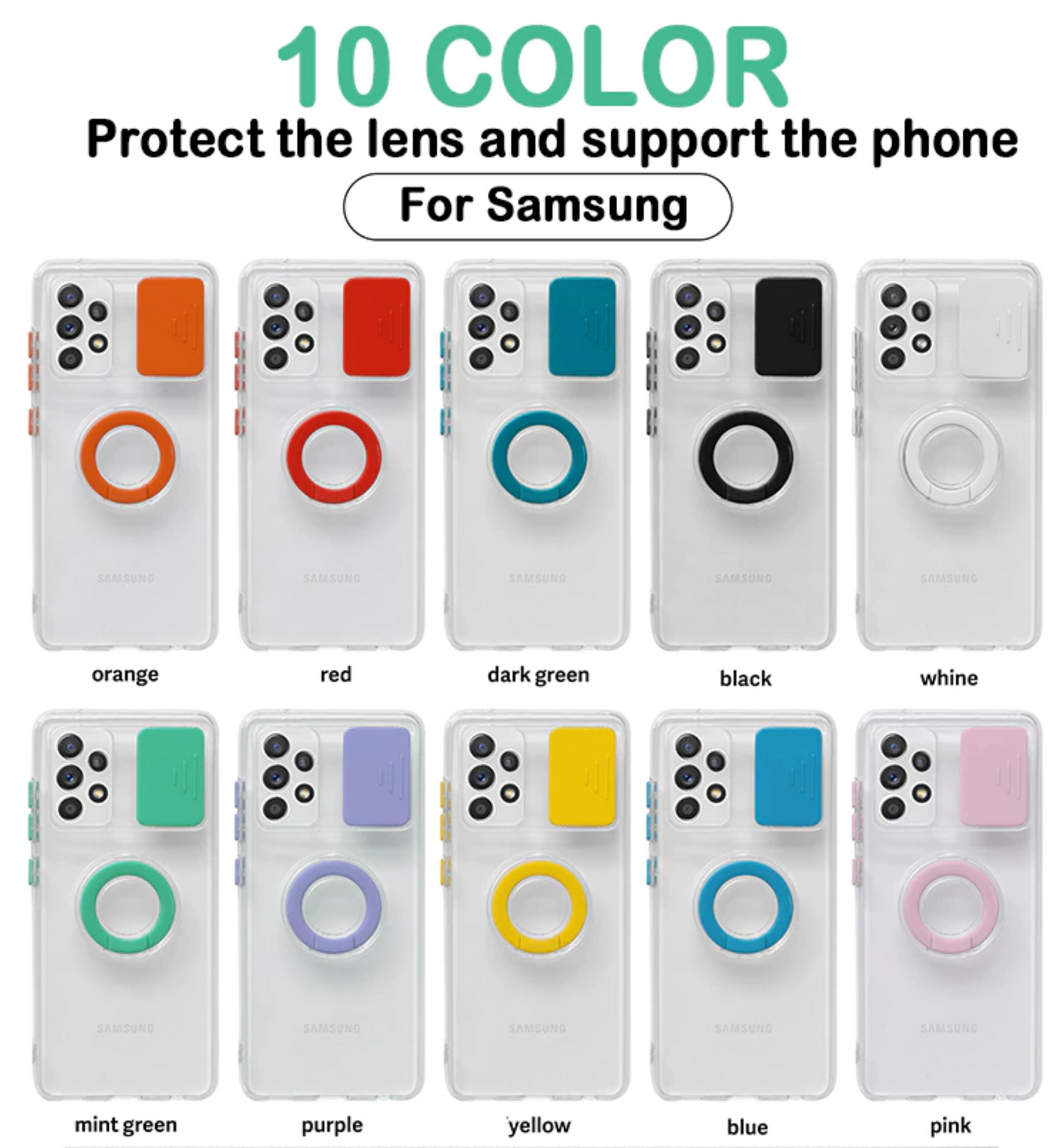 Case For Samsung A22 A226B 5G Black With Camera Protection Hand Ring Case Cover FoneFunShop   