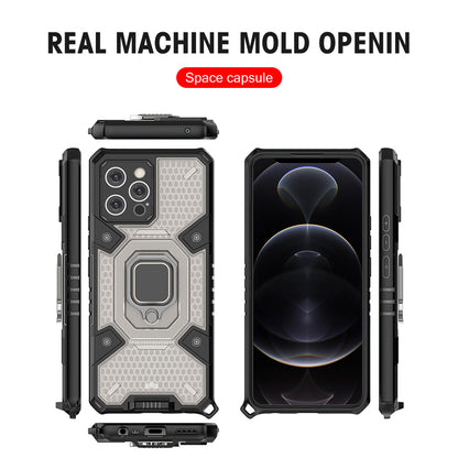 Case For iPhone 13 Pro Shockproof Case with Magnetic Ring Holder Grey Case Cover FoneFunShop   