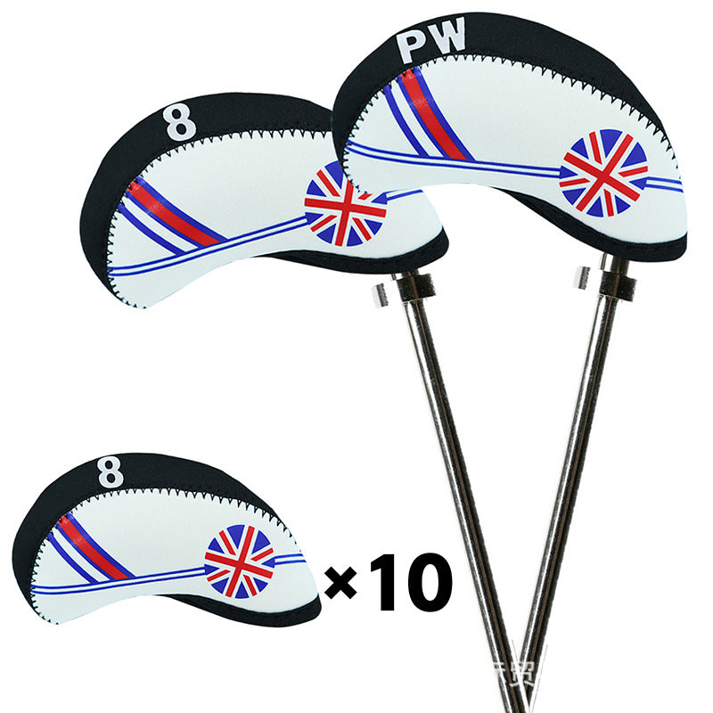 Golf Club Iron Head Covers Protector Headcover Set British in Black 10 Pcs Golf FoneFunShop   