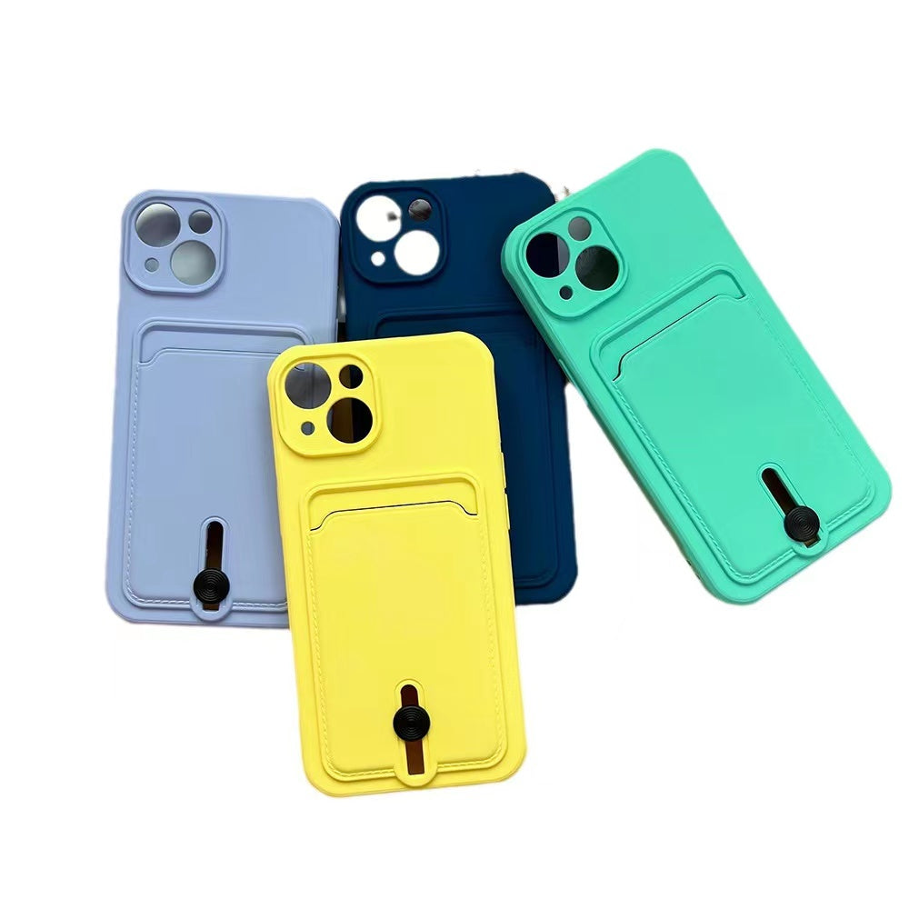 Case For iPhone 15 Silicone Card Holder Protection in Navy Case Cover FoneFunShop   