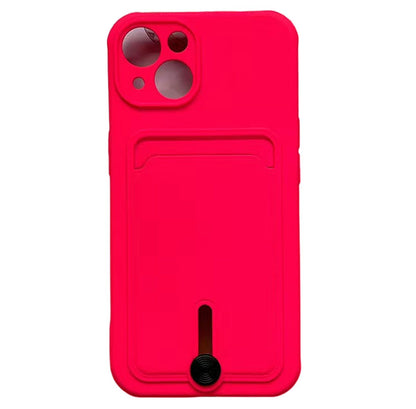 Case For iPhone 15 Silicone Card Holder Protection in Pink Citrus Case Cover FoneFunShop   