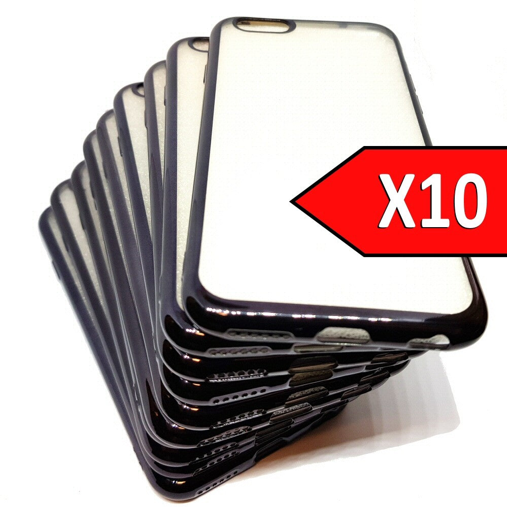 Case For iPhone 6 Bulk Pack of 10 X Clear Silicone With Black Edge Case Cover FoneFunShop   