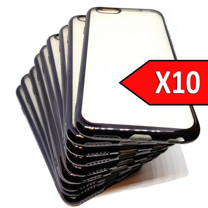 Case For iPhone 6 Bulk Pack of 10 X Clear Silicone With Black Edge Case Cover FoneFunShop   