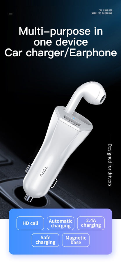 Car Charger With Bluetooth Earpiece TOTU Earpiece FoneFunShop   