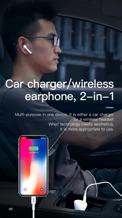 Car Charger With Bluetooth Earpiece TOTU Earpiece FoneFunShop   