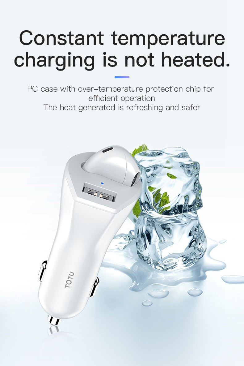 Car Charger With Bluetooth Earpiece TOTU Earpiece FoneFunShop   