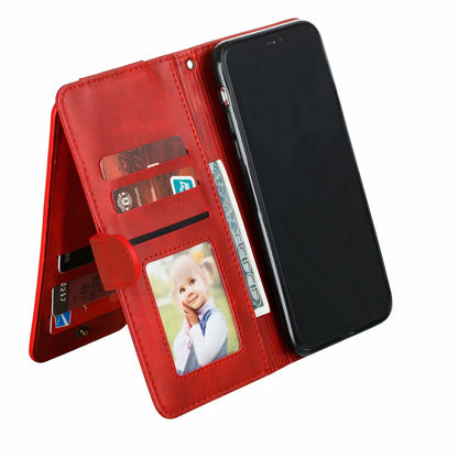 Flip Case For iPhone 13 Pro Max Wallet with Zip and Card Holder Red Case Cover FoneFunShop   