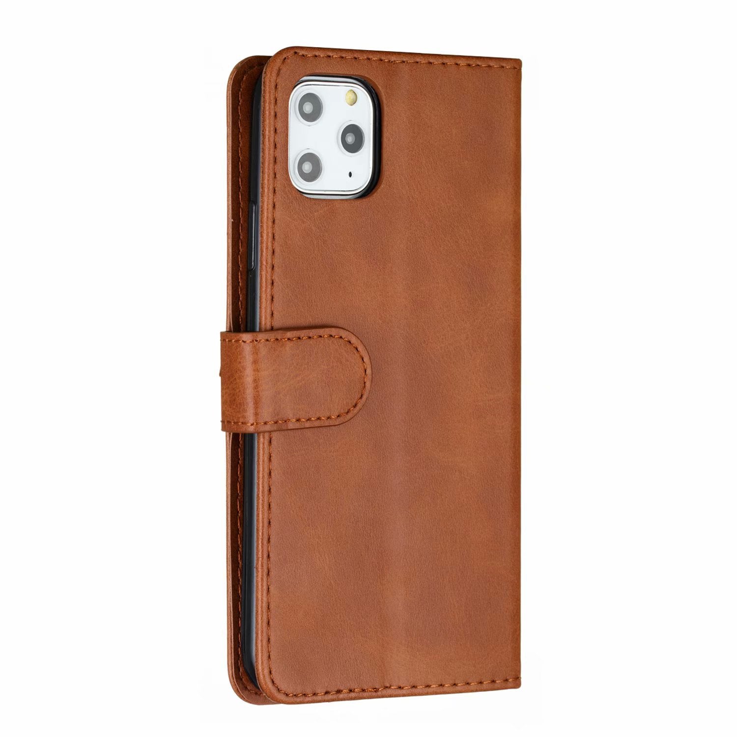 Flip Case For iPhone 13 Wallet with Zip and Card Holder Brown Case Cover FoneFunShop   