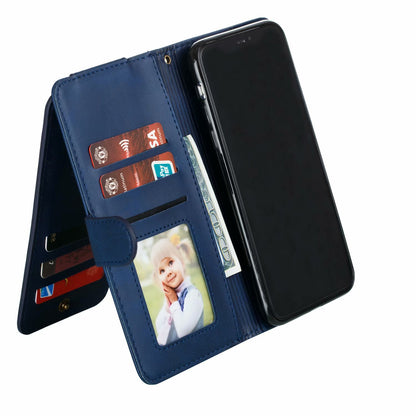 Flip Case For iPhone 13 Wallet with Zip and Card Holder Blue Case Cover FoneFunShop   