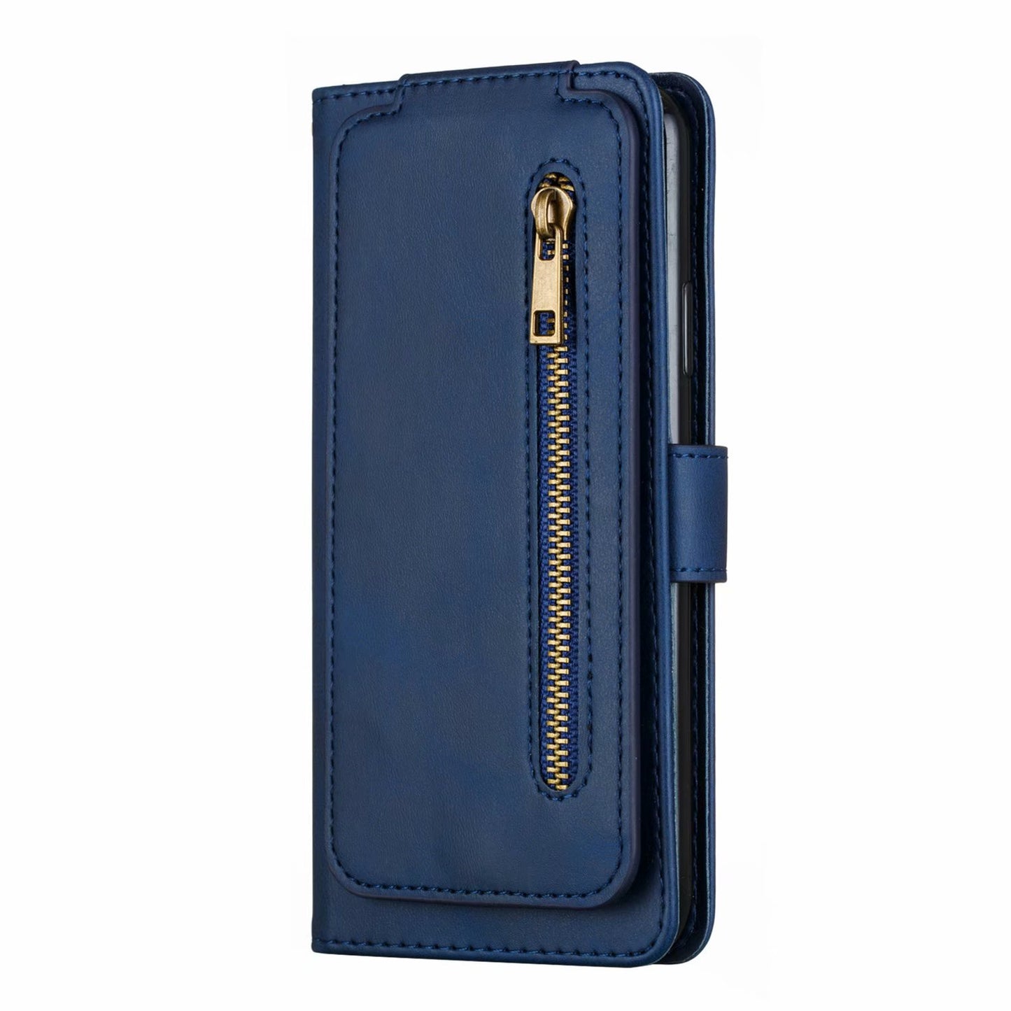 Flip Case For iPhone 13 Pro Max Wallet with Zip and Card Holder Blue Case Cover FoneFunShop   