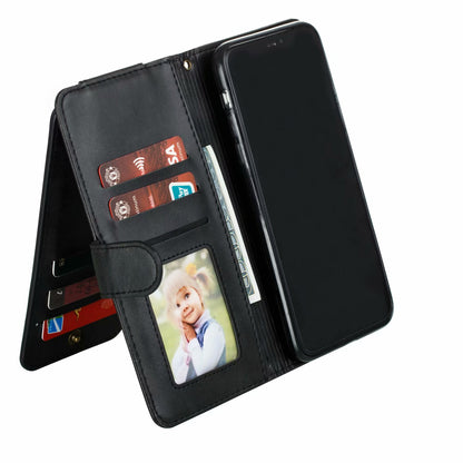 Flip Case For iPhone 13 Wallet with Zip and Card Holder Black Case Cover FoneFunShop   