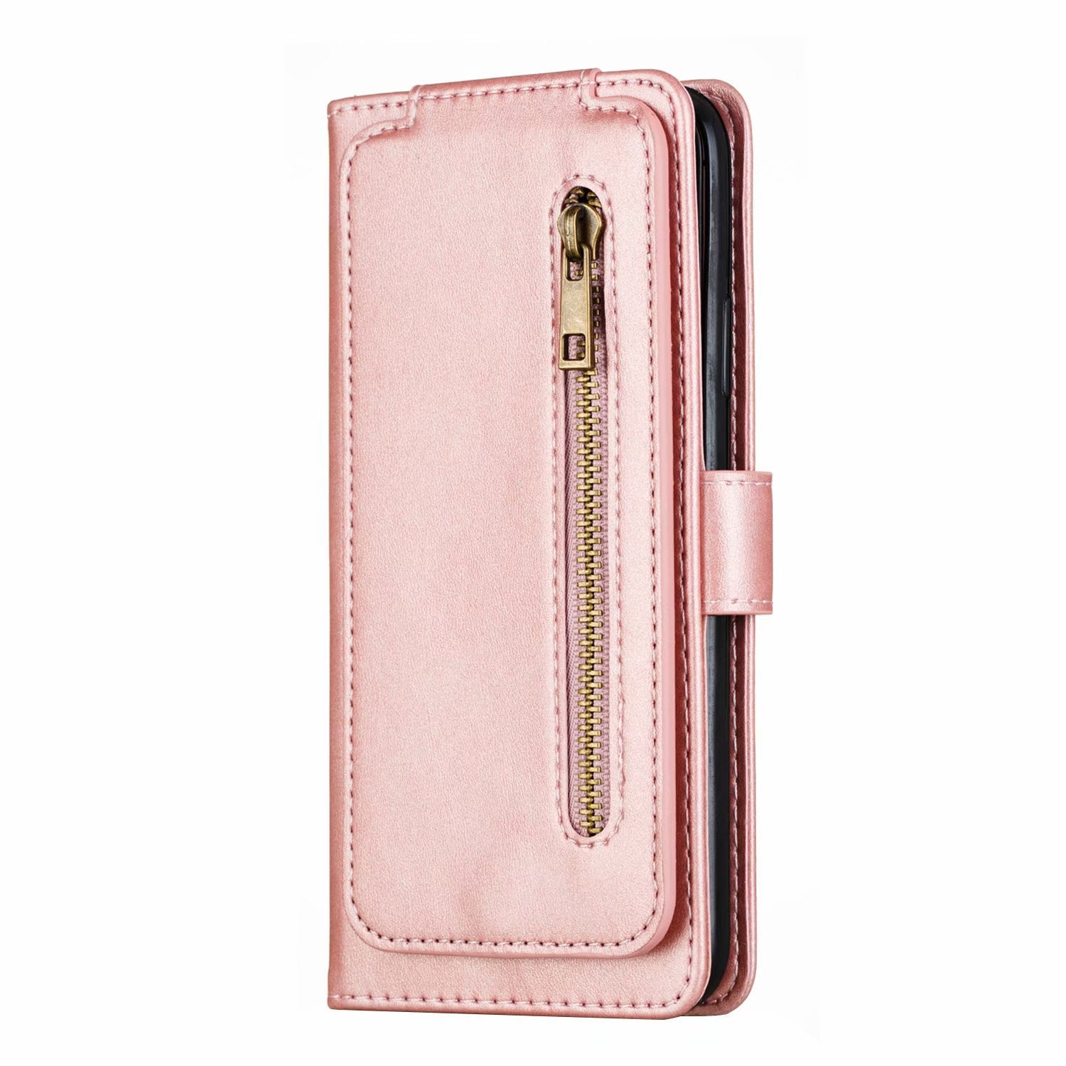 Flip Case For iPhone 13 Pro Wallet with Zip and Card Holder Pink Case Cover FoneFunShop   