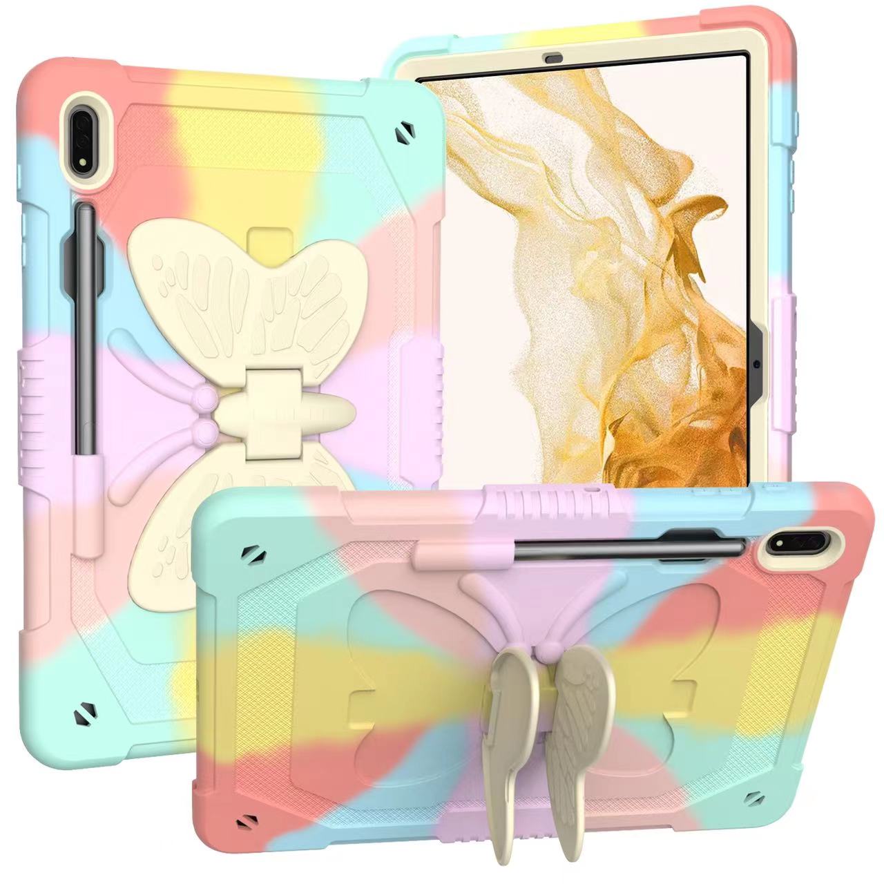 Case For iPad Pro 9.7 2017 2018 Air2 6 Butterfly Pink Rainbow with Stand Case Cover FoneFunShop   