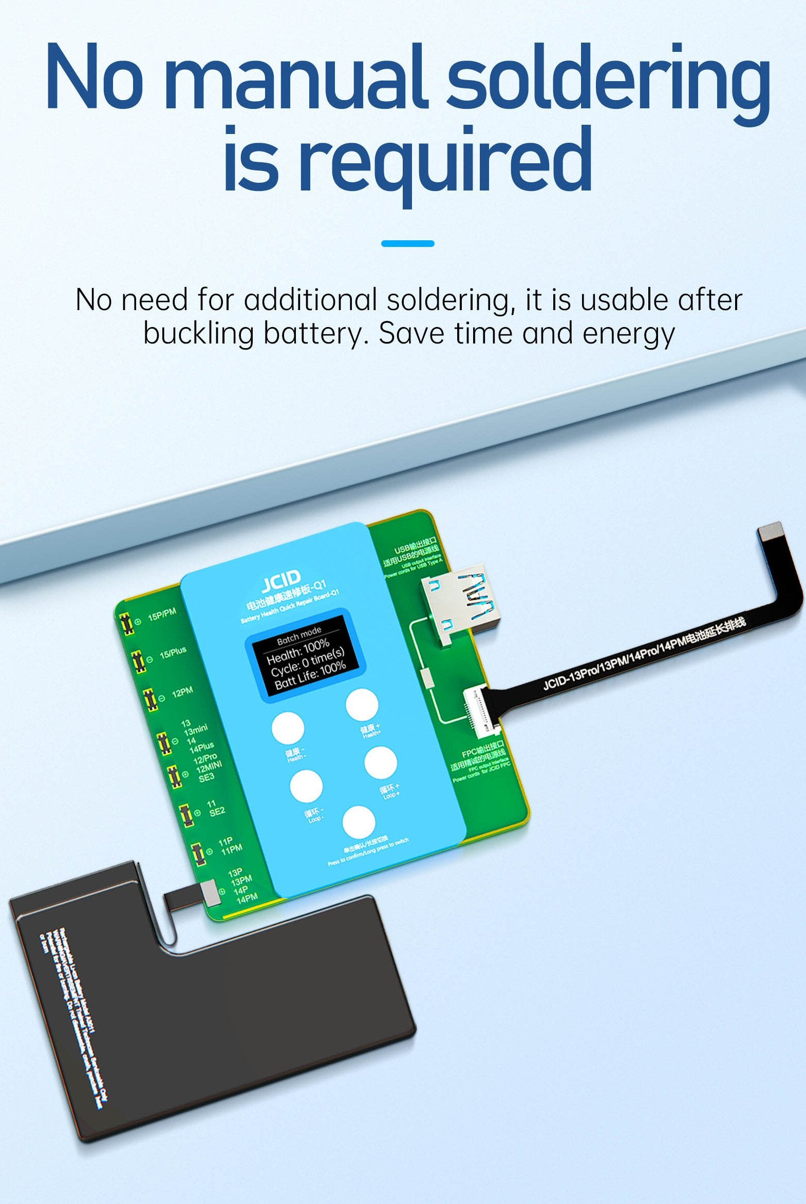 JCID Q1 Battery Quick Repair Board Read Write Programmer For iPhone Batteries Battery FoneFunShop   