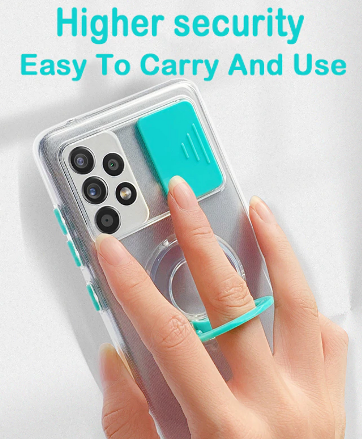 Case For Samsung A72 A726B 5G Mint Green With Camera Protection Hand Ring Case Cover FoneFunShop   