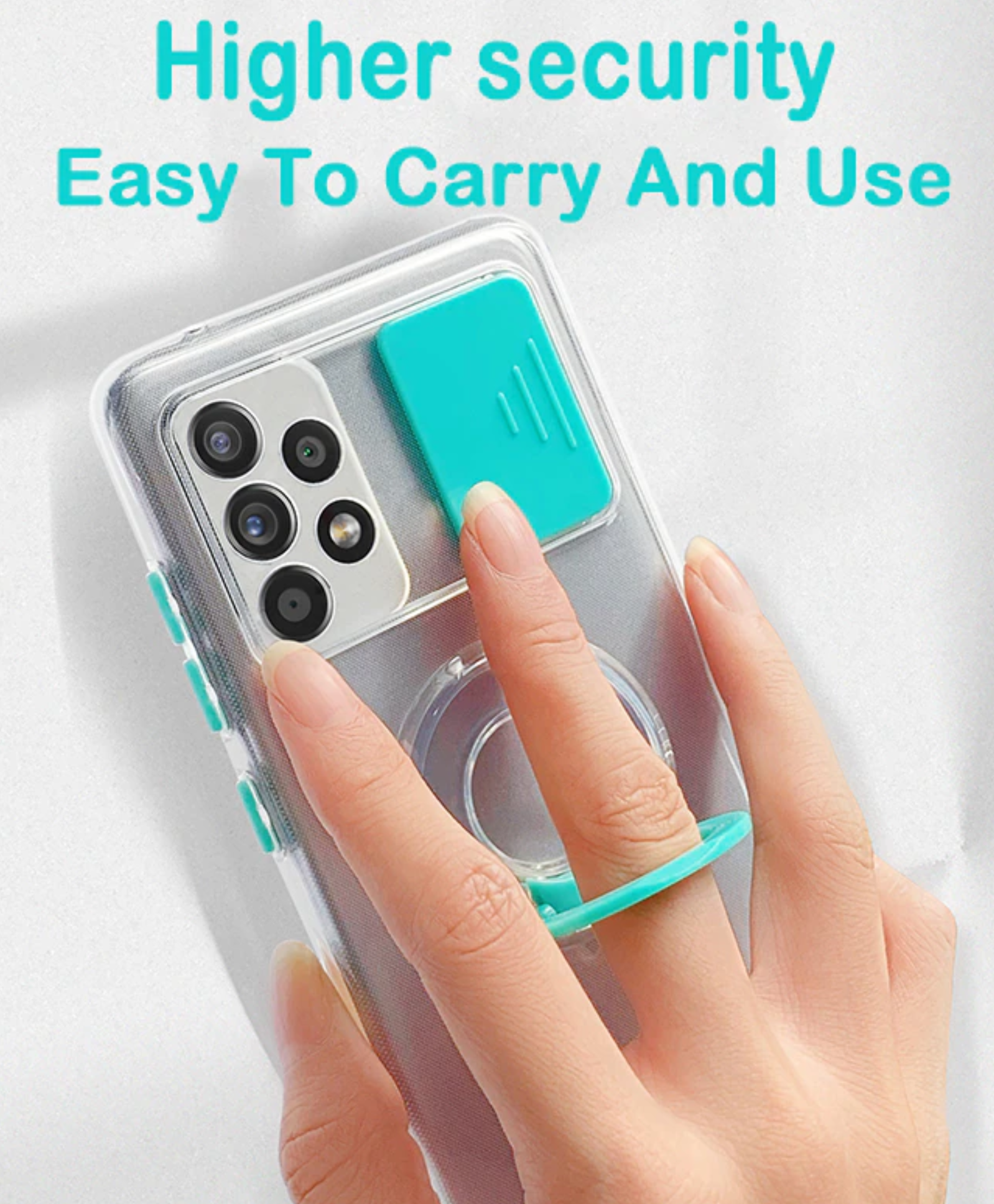 Case For Samsung A72 A726B 5G Mint Green With Camera Protection Hand Ring Case Cover FoneFunShop   