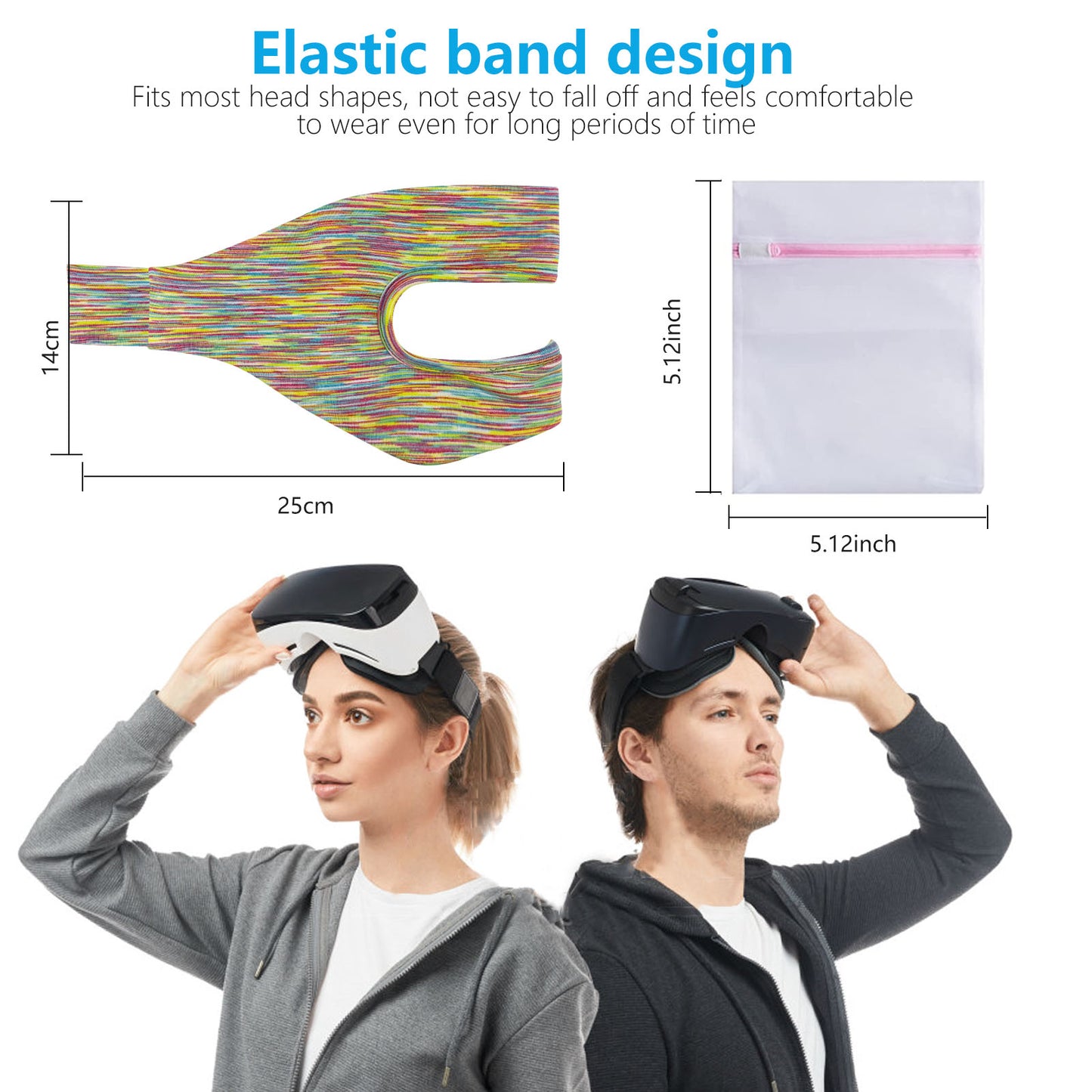 Head Band For Oculus Quest 3 2 VR Anti Sweat Elastic Washable Eye Mask Rainbow  FoneFunShop   