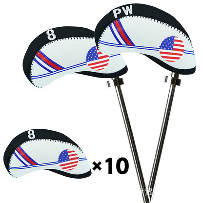 Golf Club Iron Head Covers Protector Headcover Set USA in Black 10 Pcs Golf FoneFunShop   