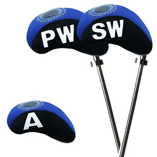 Golf Club Iron Head Covers Protector Headcover with window Set in Blue 10 Pcs Golf FoneFunShop   