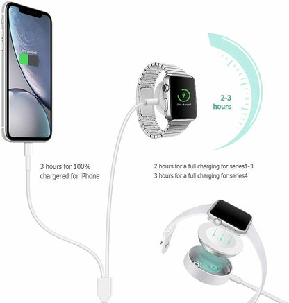 Wireless Charger For Apple Watch iPhone Magnetic 2 in 1 1m long Charger FoneFunShop   