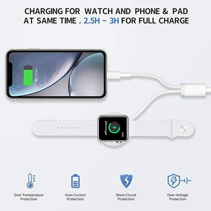 Wireless Charger For Apple Watch iPhone Magnetic 2 in 1 1m long Charger FoneFunShop   