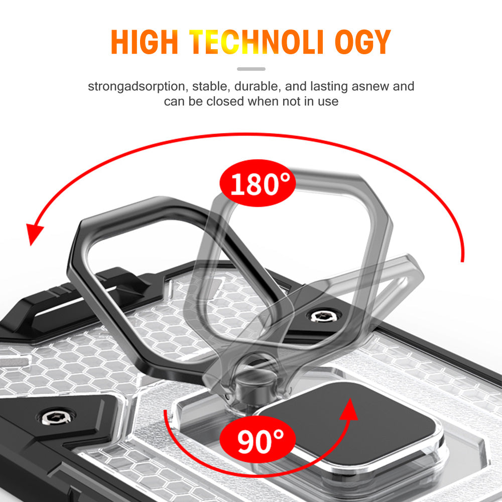 Case For iPhone 13 Pro Shockproof Case with Magnetic Ring Holder Grey Case Cover FoneFunShop   