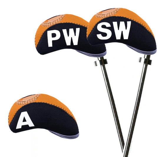 Golf Club Iron Head Covers Protector Headcover with window Set in Orange 10 Pcs Golf FoneFunShop   